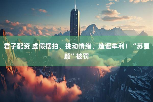 君子配资 虚假摆拍、挑动情绪、造谣牟利！“苏星颜”被罚